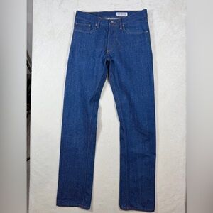 Gustin California 32W 34L Speckled Raw Denim Selvedge Straight Fit Indigo Jeans